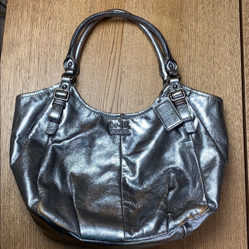 Coach Madison Abigail Metallic Silver Leather